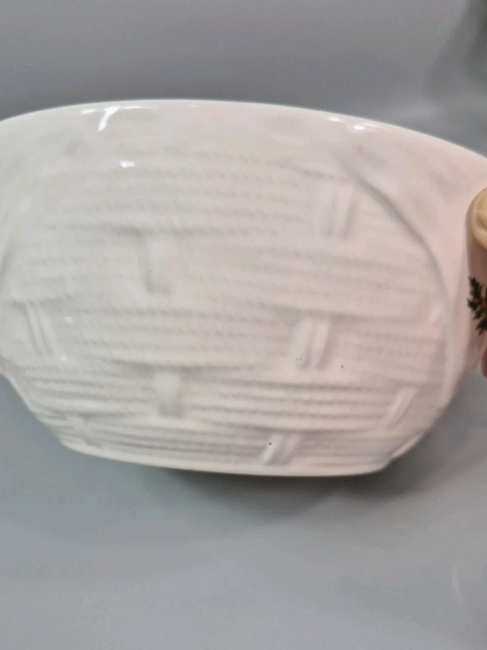 Pfaltzgraff White Stoneware Floral Christmas Bowl Green Rim 7